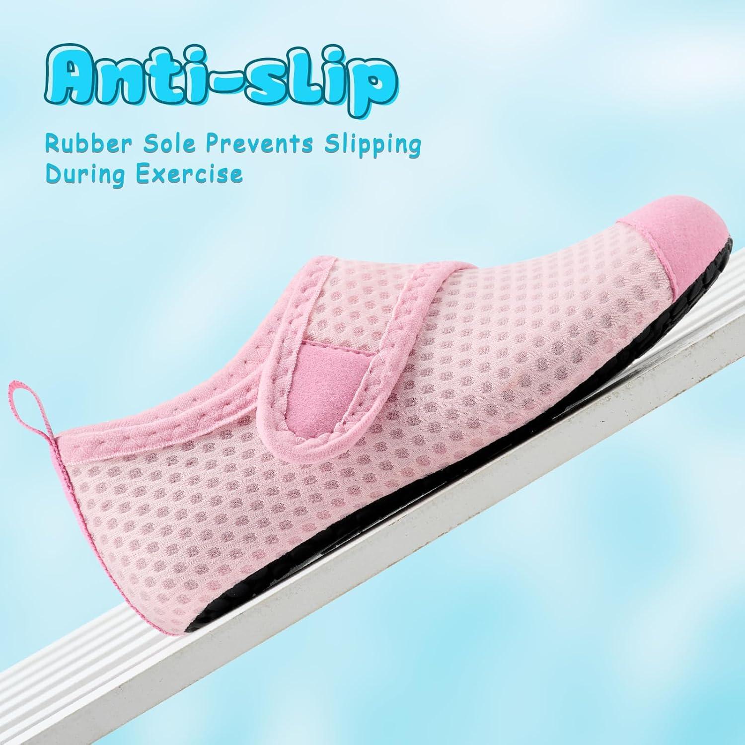 imageVIFUUR Kids Water Shoes Boys Girls Barefoot Water Sports Socks HookampampLoop Beach Shoes Quick Dry Aqua Socks Swim Walking Outdoor Sports for ToddlerRose Circle