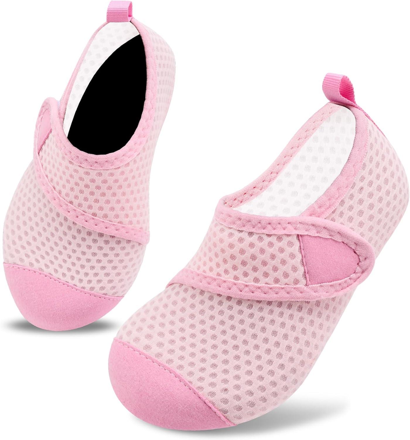 imageVIFUUR Kids Water Shoes Boys Girls Barefoot Water Sports Socks HookampampLoop Beach Shoes Quick Dry Aqua Socks Swim Walking Outdoor Sports for ToddlerRose Circle