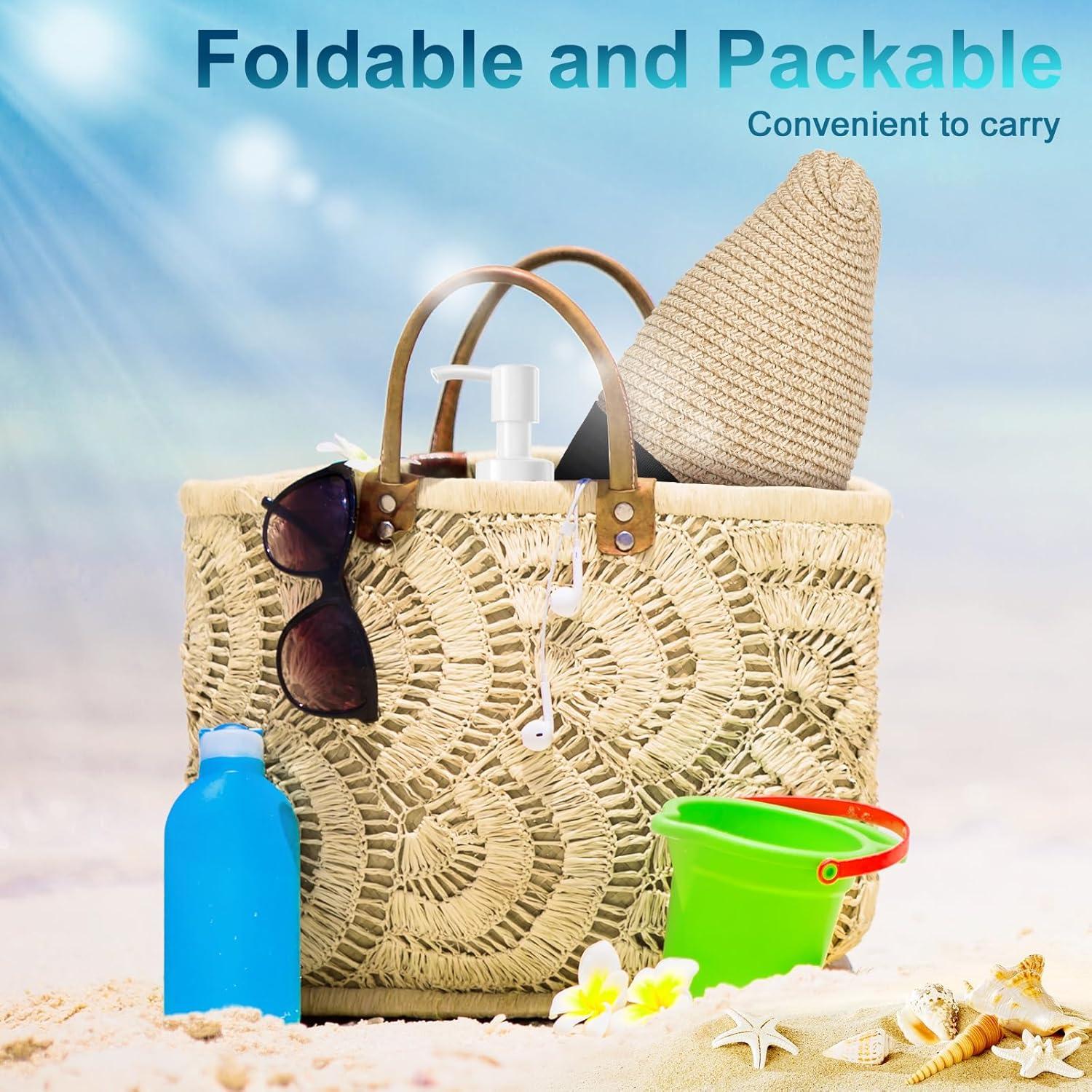 imageVIFUUR Womens Straw Hats Wide Brim Summer Visor Beach Sun Hat Packable UPF UV Foldable Travel