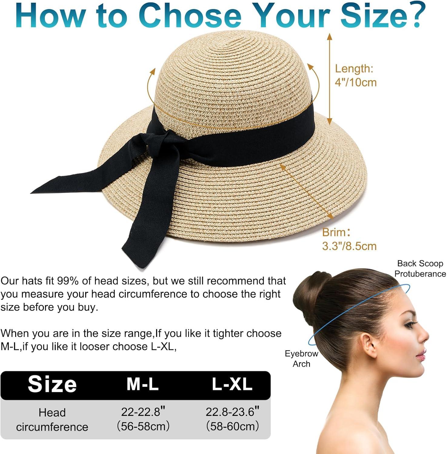 imageVIFUUR Womens Straw Hats Wide Brim Summer Visor Beach Sun Hat Packable UPF UV Foldable Travel
