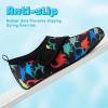 imageVIFUUR Kids Water Shoes Boys Girls Barefoot Water Sports Socks HookampampLoop Beach Shoes Quick Dry Aqua Socks Swim Walking Outdoor Sports for ToddlerBlack Dinosaurs