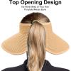 imageVIFUUR Sun Straw Hats Rollup Ponytail Wide Brim Summer Visor for Womens Beach Hat Packable UPF UV Travel