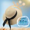 imageVIFUUR Womens Straw Hats Wide Brim Summer Visor Beach Sun Hat Packable UPF UV Foldable Travel