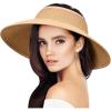 imageVIFUUR Sun Straw Hats Rollup Ponytail Wide Brim Summer Visor for Womens Beach Hat Packable UPF UV Travel