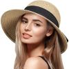 imageVIFUUR Womens Straw Hats Wide Brim Summer Visor Beach Sun Hat Packable UPF UV Foldable Travel