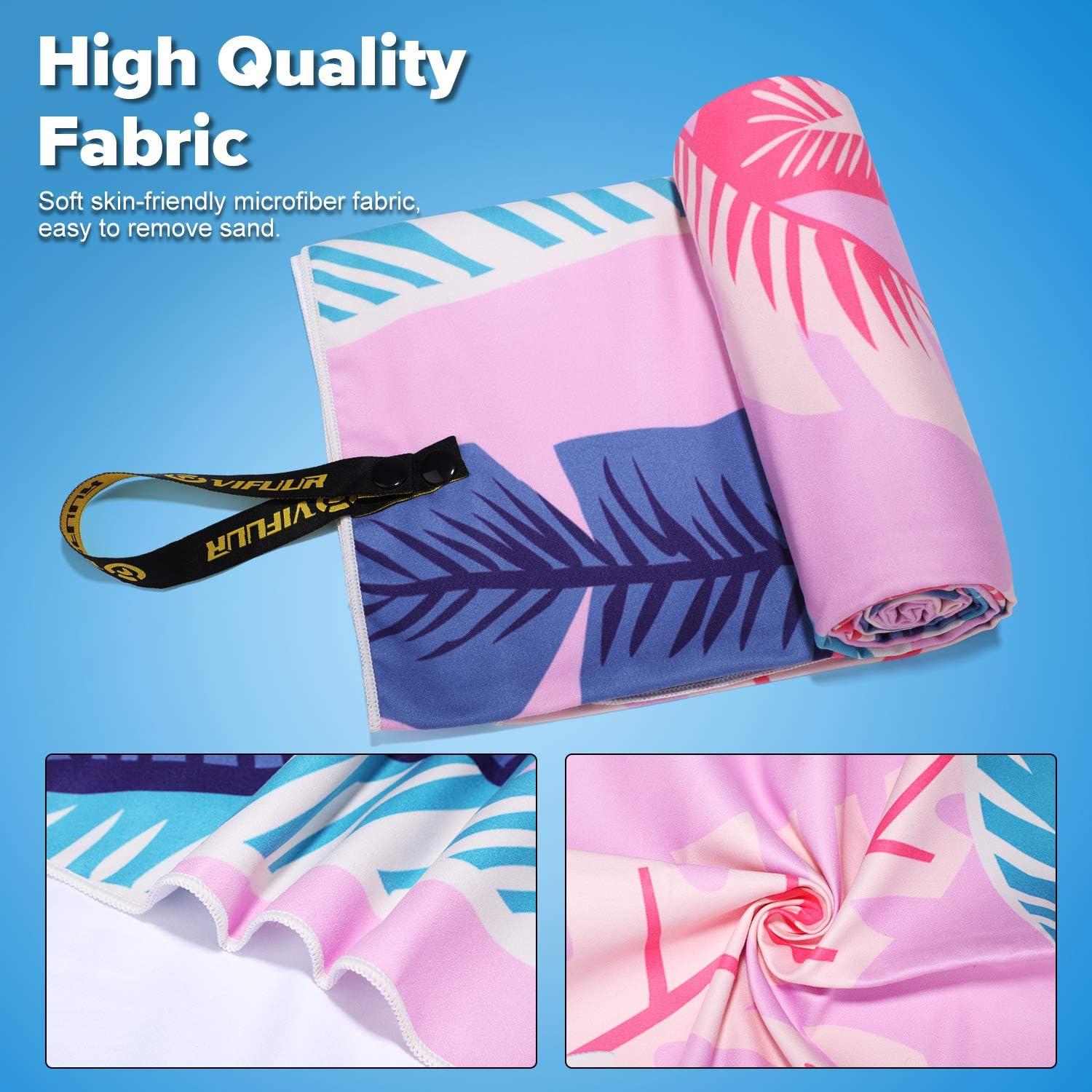 imageVIFUUR Microfiber Beach Towel for Travel Quick Dry Super Absorbent Lightweight Camping Towel Suitable for Camping Backpacking Gym Beach Swimming Yoga Beach 60x30inch