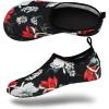 imageVIFUUR Water Sports Shoes Barefoot QuickDry Aqua Yoga Socks Slipon for Men WomenBlack Flower