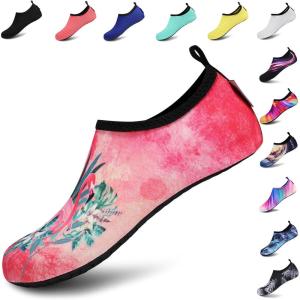 imageVIFUUR Water Sports Shoes Barefoot QuickDry Aqua Yoga Socks Slipon for Men WomenFlaming Bird Pink