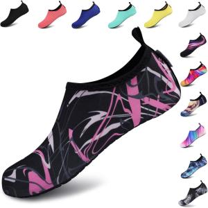 imageVIFUUR Water Sports Shoes Barefoot QuickDry Aqua Yoga Socks Slipon for Men WomenGraffiti Pink