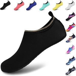 imageVIFUUR Water Sports Shoes Barefoot QuickDry Aqua Yoga Socks Slipon for Men WomenSoidblack