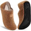 imageVIFUUR House Slippers for Women Men Slip on Indoor Barefoot Slipper Socks Fuzzy Cozy Sock Shoes for Home Bedroom Travel04 Brown