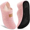 imageVIFUUR House Slippers for Women Men Slip on Indoor Barefoot Slipper Socks Fuzzy Cozy Sock Shoes for Home Bedroom Travel05 Pink