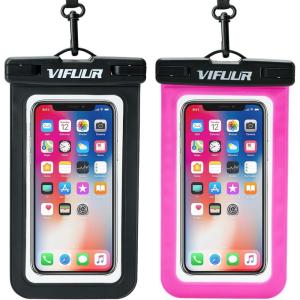 imageVIFUUR IPX8 Waterproof Phone Pouch Universal Cellphone Dry Bag Case Compatible for iPhone 15 14 13 12 Pro Max XS Plus Samsung Galaxy Phone Protector for Beach Diving Swimming 2 Pack BlackRose