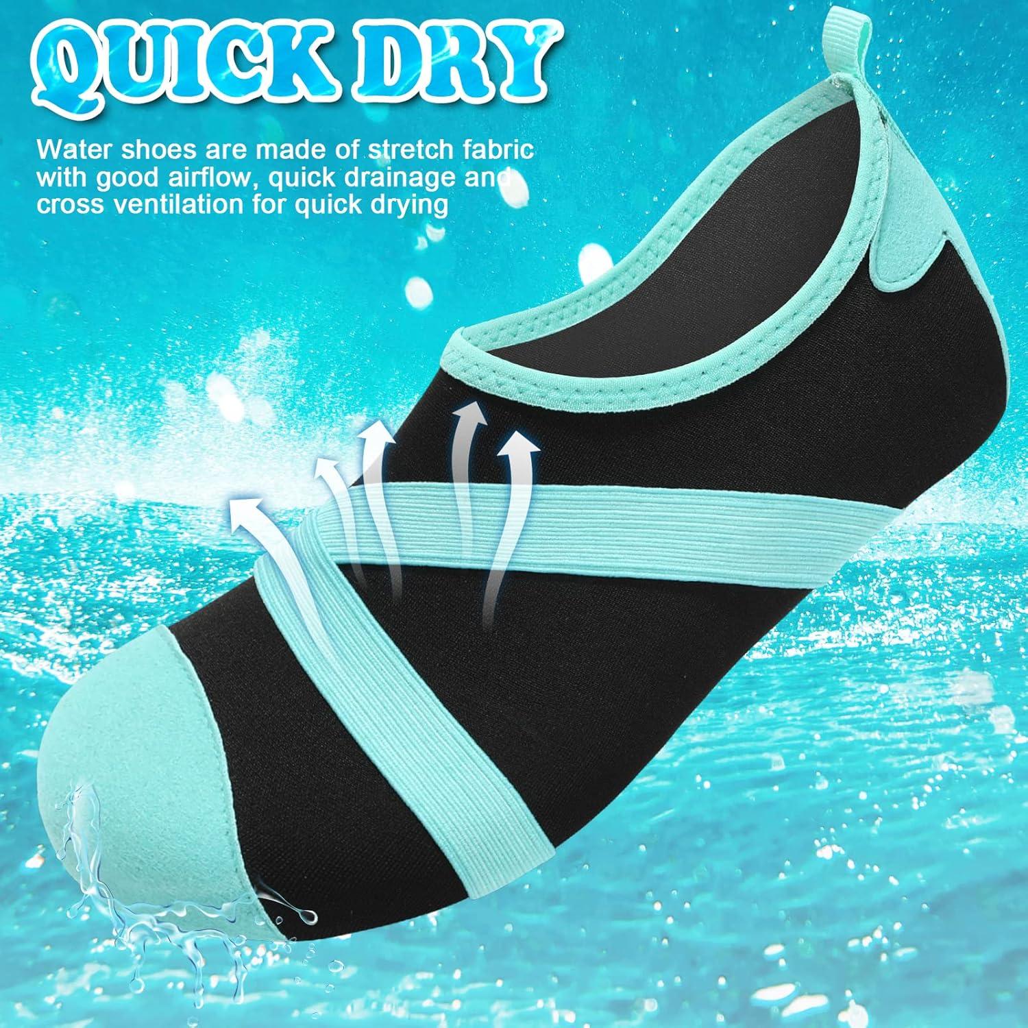imageVIFUUR Womens Mens Water Shoes Barefoot Quick Dry Aqua Socks for Beach Swim Yoga Outdoor SportsBlack Cyan