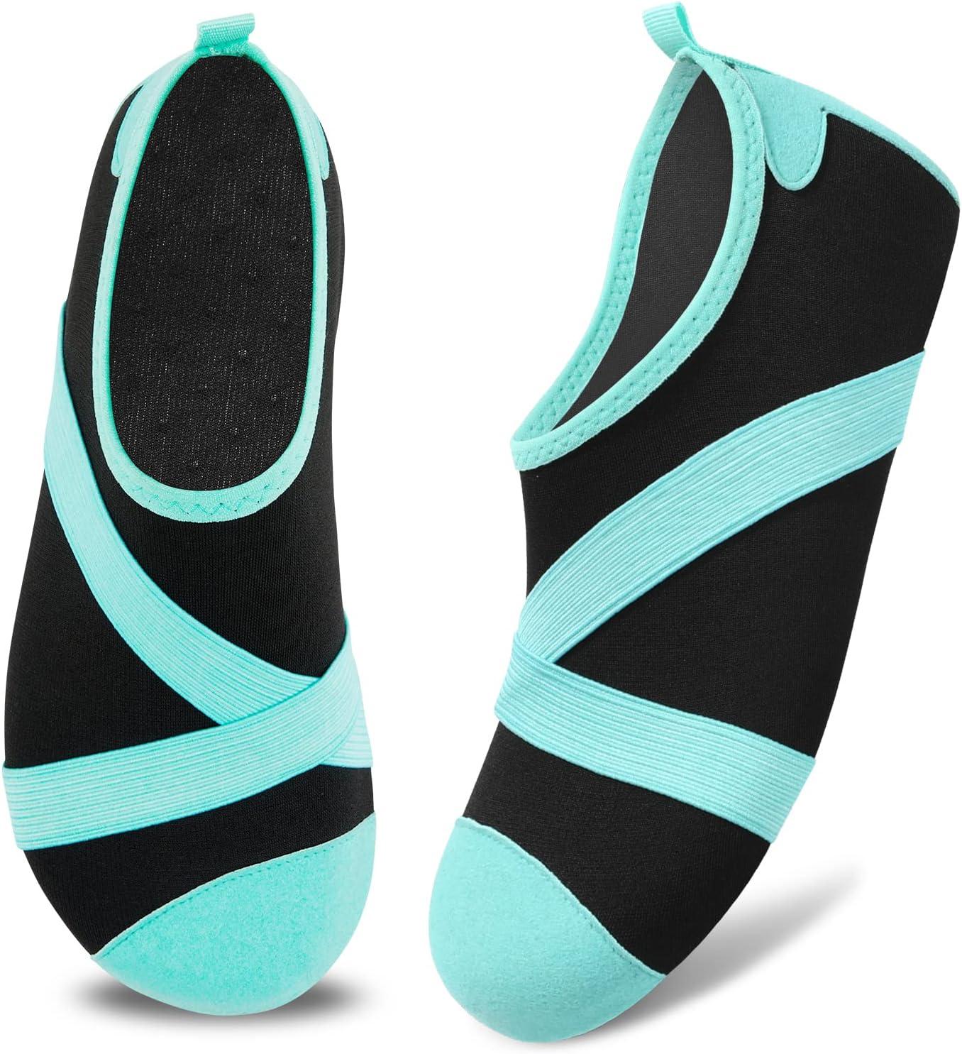 imageVIFUUR Womens Mens Water Shoes Barefoot Quick Dry Aqua Socks for Beach Swim Yoga Outdoor SportsBlack Cyan