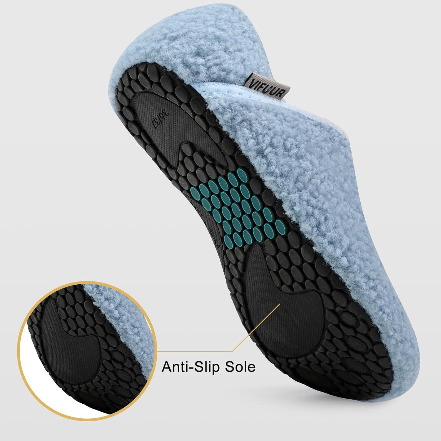 imageVIFUUR House Slippers for Men Women Indoor Slip on Barefoot Slipper Socks Fuzzy Cozy Sock Shoes for Home Bedroom TravelCoralblue