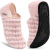 imageVIFUUR House Slippers for Men Women Indoor Slip on Barefoot Slipper Socks Fuzzy Cozy Sock Shoes for Home Bedroom TravelPink Striped