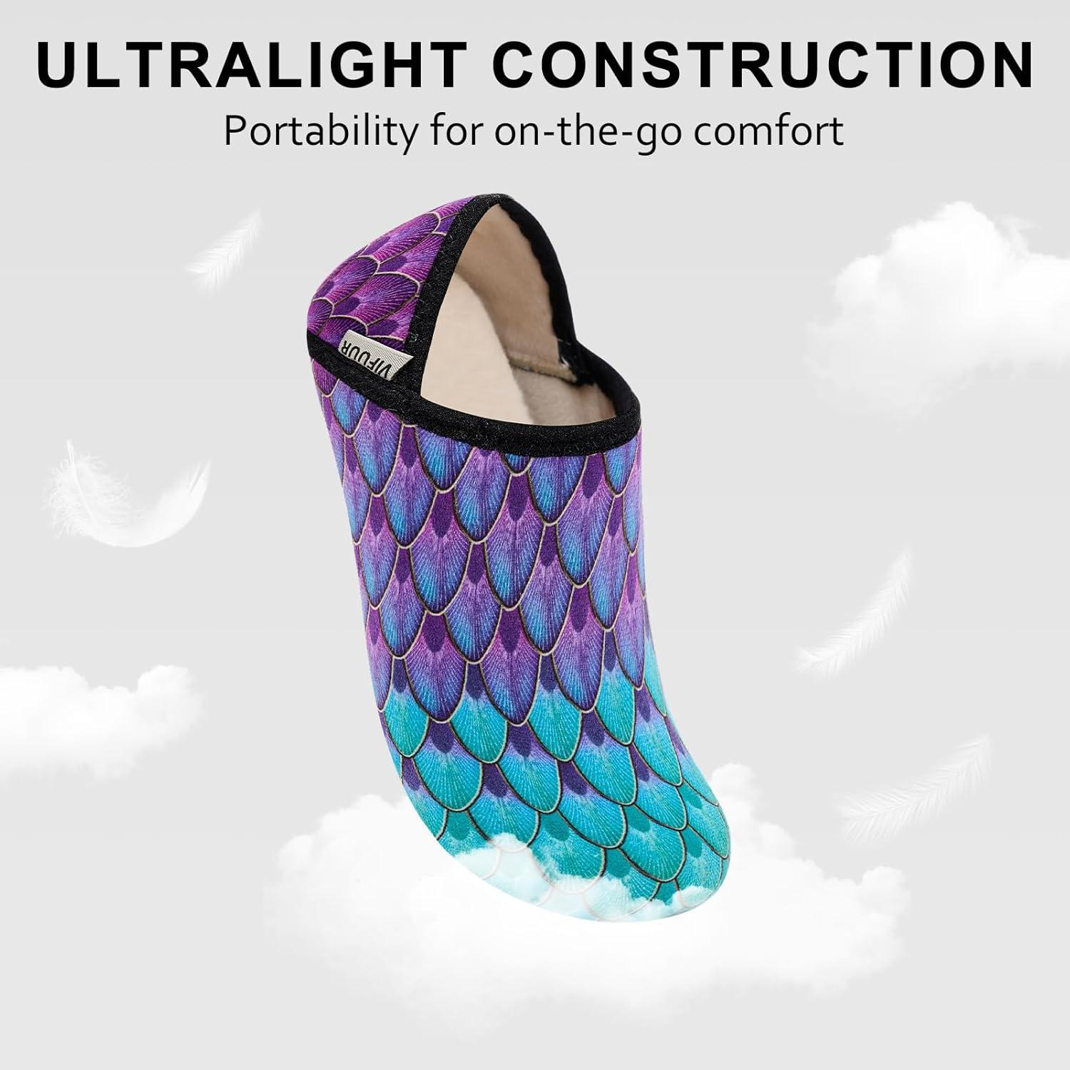 imageVIFUUR House Slippers for Women Men Slip on Indoor Barefoot Slipper Socks Fuzzy Cozy Sock Shoes for Home Bedroom TravelFishscales