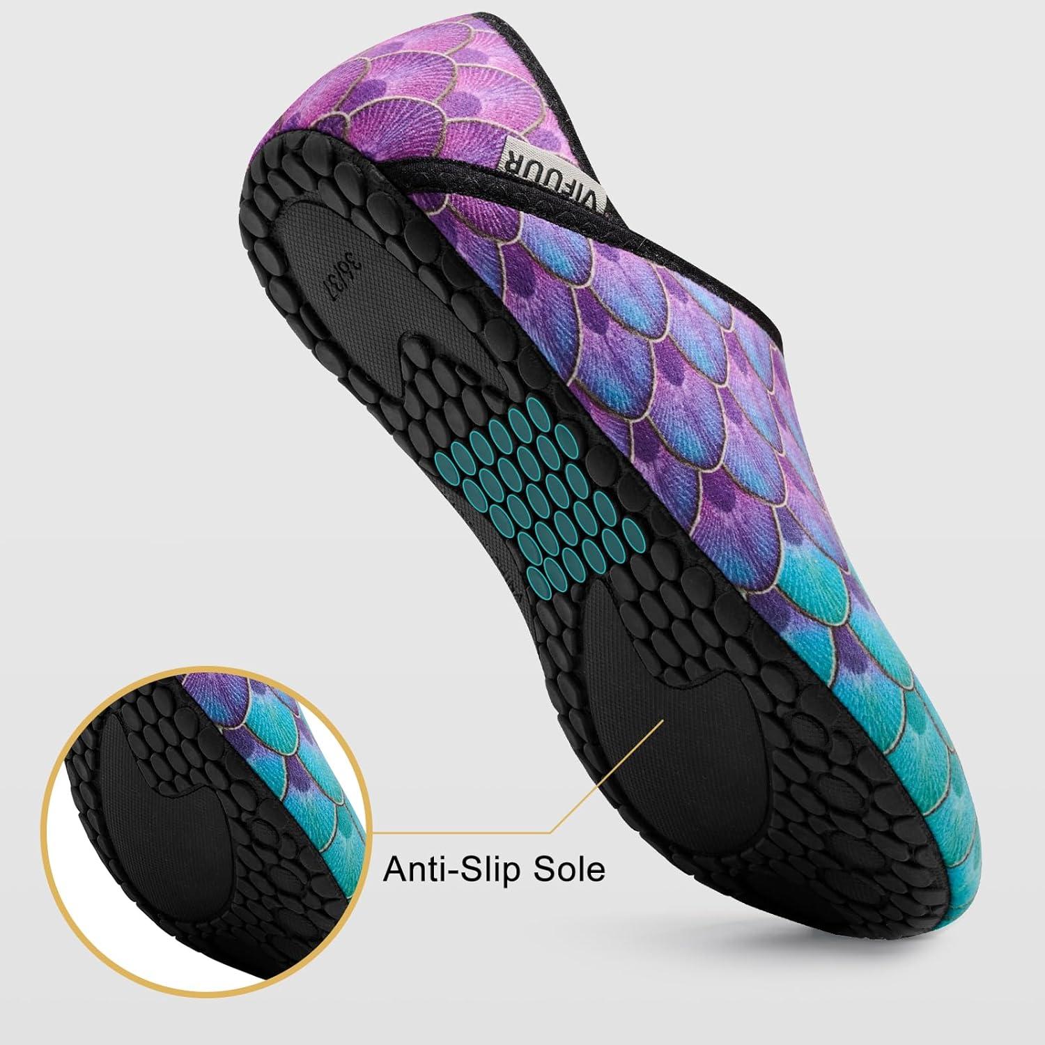imageVIFUUR House Slippers for Women Men Slip on Indoor Barefoot Slipper Socks Fuzzy Cozy Sock Shoes for Home Bedroom TravelFishscales
