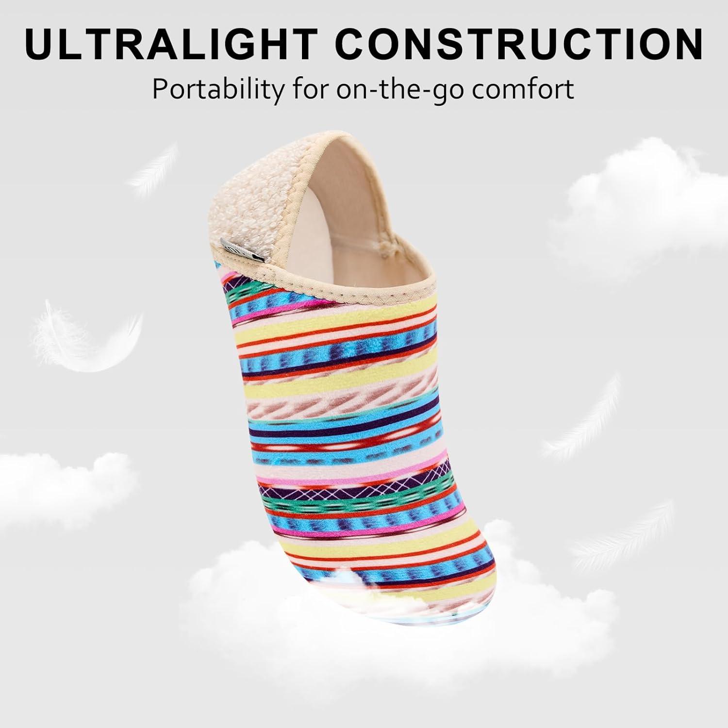 imageVIFUUR House Slippers for Women Men Slip on Indoor Barefoot Slipper Socks Fuzzy Cozy Sock Shoes for Home Bedroom TravelMulticolored Stripes