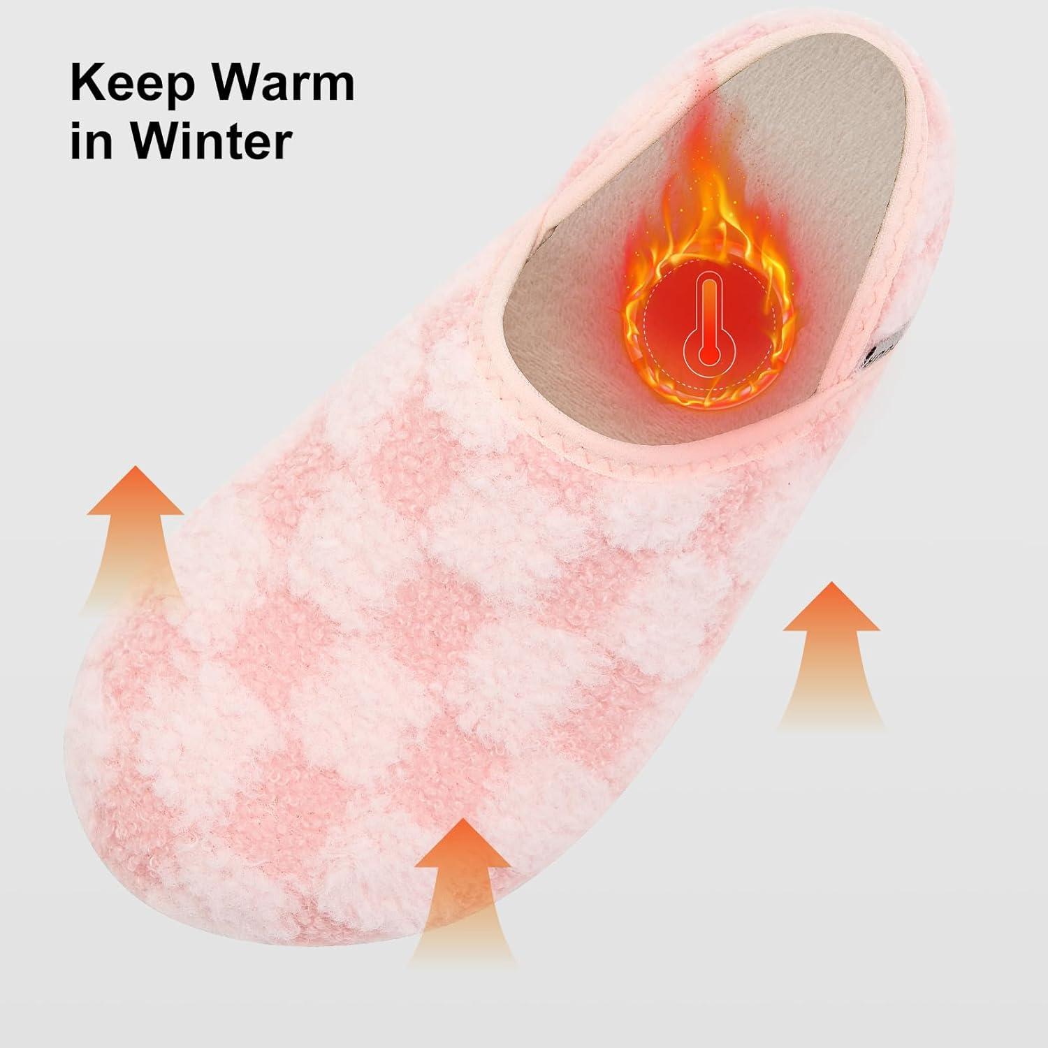 imageVIFUUR House Slippers for Women Men Slip on Indoor Barefoot Slipper Socks Fuzzy Cozy Sock Shoes for Home Bedroom TravelPink Board