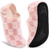 imageVIFUUR House Slippers for Women Men Slip on Indoor Barefoot Slipper Socks Fuzzy Cozy Sock Shoes for Home Bedroom TravelPink Board