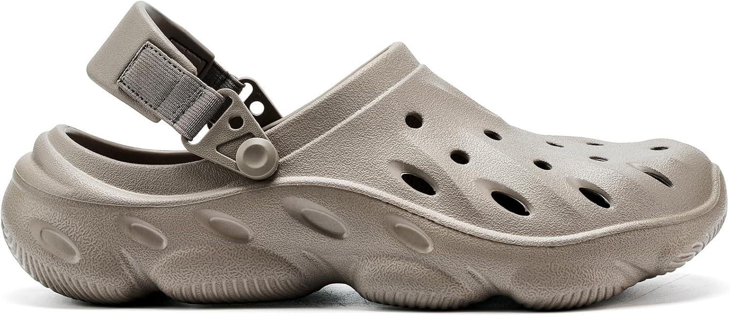 imageVIFUUR UnisexAdult Clogs Comfortable Lightweight Garden Shoes for Women and MenLight Grey