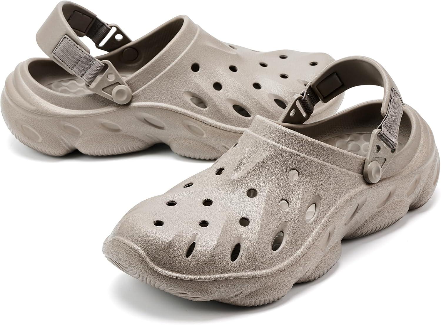 imageVIFUUR UnisexAdult Clogs Comfortable Lightweight Garden Shoes for Women and MenLight Grey