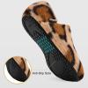 imageVIFUUR House Slippers for Women Men Slip on Indoor Barefoot Slipper Socks Fuzzy Cozy Sock Shoes for Home Bedroom TravelBrown Leopard