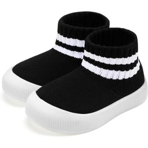 imageVIFUUR Baby Shoes Girls Boys Toddler Sneakers NonSlip First Walkers Shoes for Babies 6 9 12 18 24 MonthsH Black 2stripes