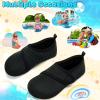 imageVIFUUR Kids Water Shoes Boys Girls Barefoot Water Sports Socks HookampLoop Beach Shoes Quick Dry Aqua Socks Swim Walking Outdoor Sports for ToddlerBlack1
