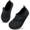 imageVIFUUR Kids Water Shoes Boys Girls Barefoot Water Sports Socks HookampLoop Beach Shoes Quick Dry Aqua Socks Swim Walking Outdoor Sports for ToddlerBlack1