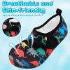 imageVIFUUR Kids Water Shoes Boys Girls Barefoot Water Sports Socks HookampLoop Beach Shoes Quick Dry Aqua Socks Swim Walking Outdoor Sports for ToddlerBlack Dinosaurs