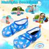 imageVIFUUR Kids Water Shoes Boys Girls Barefoot Water Sports Socks HookampLoop Beach Shoes Quick Dry Aqua Socks Swim Walking Outdoor Sports for ToddlerBlue Shark