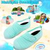 imageVIFUUR Kids Water Shoes Boys Girls Barefoot Water Sports Socks HookampLoop Beach Shoes Quick Dry Aqua Socks Swim Walking Outdoor Sports for ToddlerCyan1