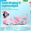 imageVIFUUR Kids Water Shoes Boys Girls Barefoot Water Sports Socks HookampLoop Beach Shoes Quick Dry Aqua Socks Swim Walking Outdoor Sports for ToddlerFish Scales Pink