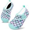 imageVIFUUR Kids Water Shoes Boys Girls Barefoot Water Sports Socks HookampLoop Beach Shoes Quick Dry Aqua Socks Swim Walking Outdoor Sports for ToddlerFish Scales Green