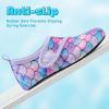 imageVIFUUR Kids Water Shoes Boys Girls Barefoot Water Sports Socks HookampLoop Beach Shoes Quick Dry Aqua Socks Swim Walking Outdoor Sports for ToddlerFish Scales Purple