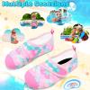 imageVIFUUR Kids Water Shoes Boys Girls Barefoot Water Sports Socks HookampLoop Beach Shoes Quick Dry Aqua Socks Swim Walking Outdoor Sports for ToddlerFish Scales Pink
