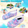 imageVIFUUR Kids Water Shoes Boys Girls Barefoot Water Sports Socks HookampLoop Beach Shoes Quick Dry Aqua Socks Swim Walking Outdoor Sports for ToddlerFish Scales Purple