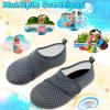 imageVIFUUR Kids Water Shoes Boys Girls Barefoot Water Sports Socks HookampLoop Beach Shoes Quick Dry Aqua Socks Swim Walking Outdoor Sports for ToddlerGrey Circle