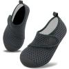 imageVIFUUR Kids Water Shoes Boys Girls Barefoot Water Sports Socks HookampLoop Beach Shoes Quick Dry Aqua Socks Swim Walking Outdoor Sports for ToddlerGrey Circle