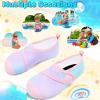 imageVIFUUR Kids Water Shoes Boys Girls Barefoot Water Sports Socks HookampLoop Beach Shoes Quick Dry Aqua Socks Swim Walking Outdoor Sports for ToddlerStarry BluePink