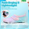 imageVIFUUR Kids Water Shoes Boys Girls Barefoot Water Sports Socks HookampLoop Beach Shoes Quick Dry Aqua Socks Swim Walking Outdoor Sports for ToddlerStarry BluePink