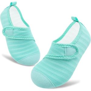 imageVIFUUR Kids Water Shoes Boys Girls Barefoot Water Sports Socks HookampLoop Beach Shoes Quick Dry Aqua Socks Swim Walking Outdoor Sports for ToddlerCyan1