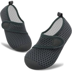 imageVIFUUR Kids Water Shoes Boys Girls Barefoot Water Sports Socks HookampLoop Beach Shoes Quick Dry Aqua Socks Swim Walking Outdoor Sports for ToddlerGrey Circle