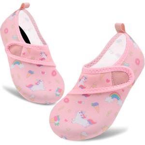 imageVIFUUR Kids Water Shoes Boys Girls Barefoot Water Sports Socks HookampLoop Beach Shoes Quick Dry Aqua Socks Swim Walking Outdoor Sports for ToddlerUnicor Nude