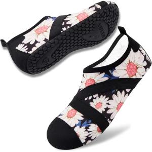 imageVIFUUR Womens Mens Water Shoes Barefoot Quick Dry Aqua Socks for Beach Swim Yoga Outdoor SportsBlackpink Daisy