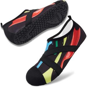 imageVIFUUR Womens Mens Water Shoes Barefoot Quick Dry Aqua Socks for Beach Swim Yoga Outdoor SportsColorful Traces