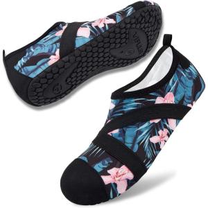 imageVIFUUR Womens Mens Water Shoes Barefoot Quick Dry Aqua Socks for Beach Swim Yoga Outdoor SportsGreen Leaves